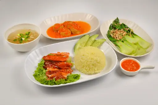 [21] Roasted Chicken Rice + Bean Sprout + Tofu + Soup